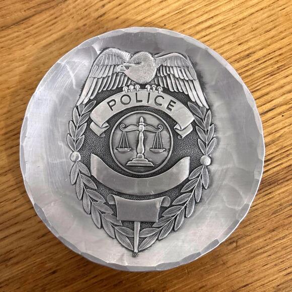 Other - Vtg Wendell August Forge Dish Coaster Police USA 80's Pewter